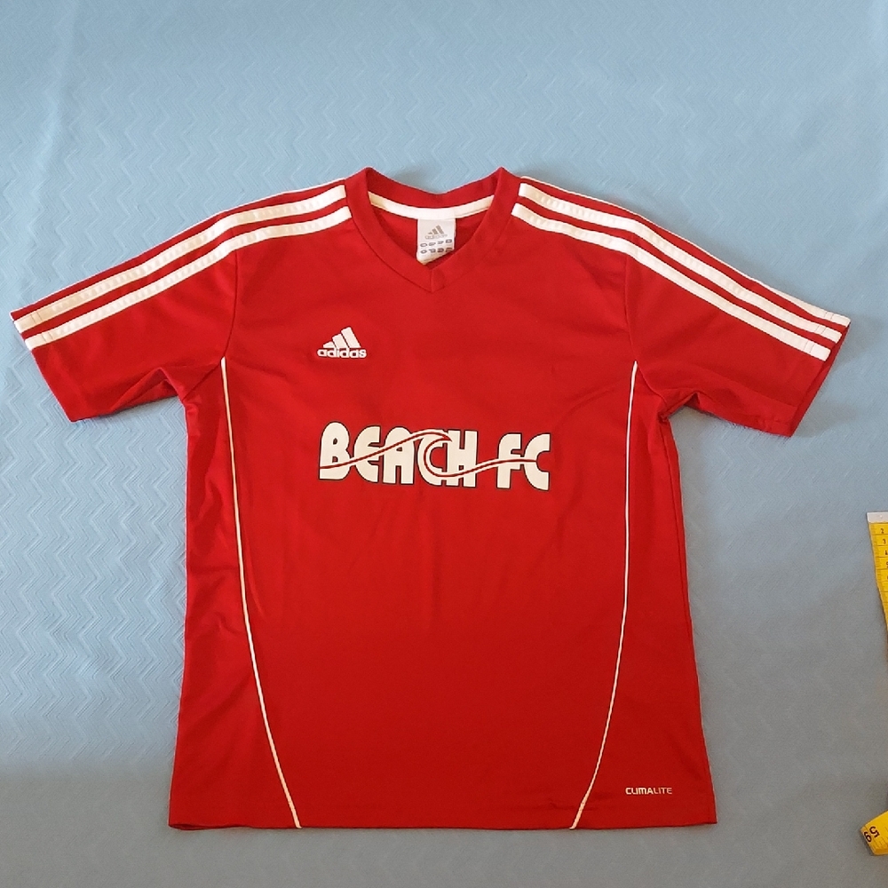 Adidas Red Short Sleeve Beach FC Soccer Jersey